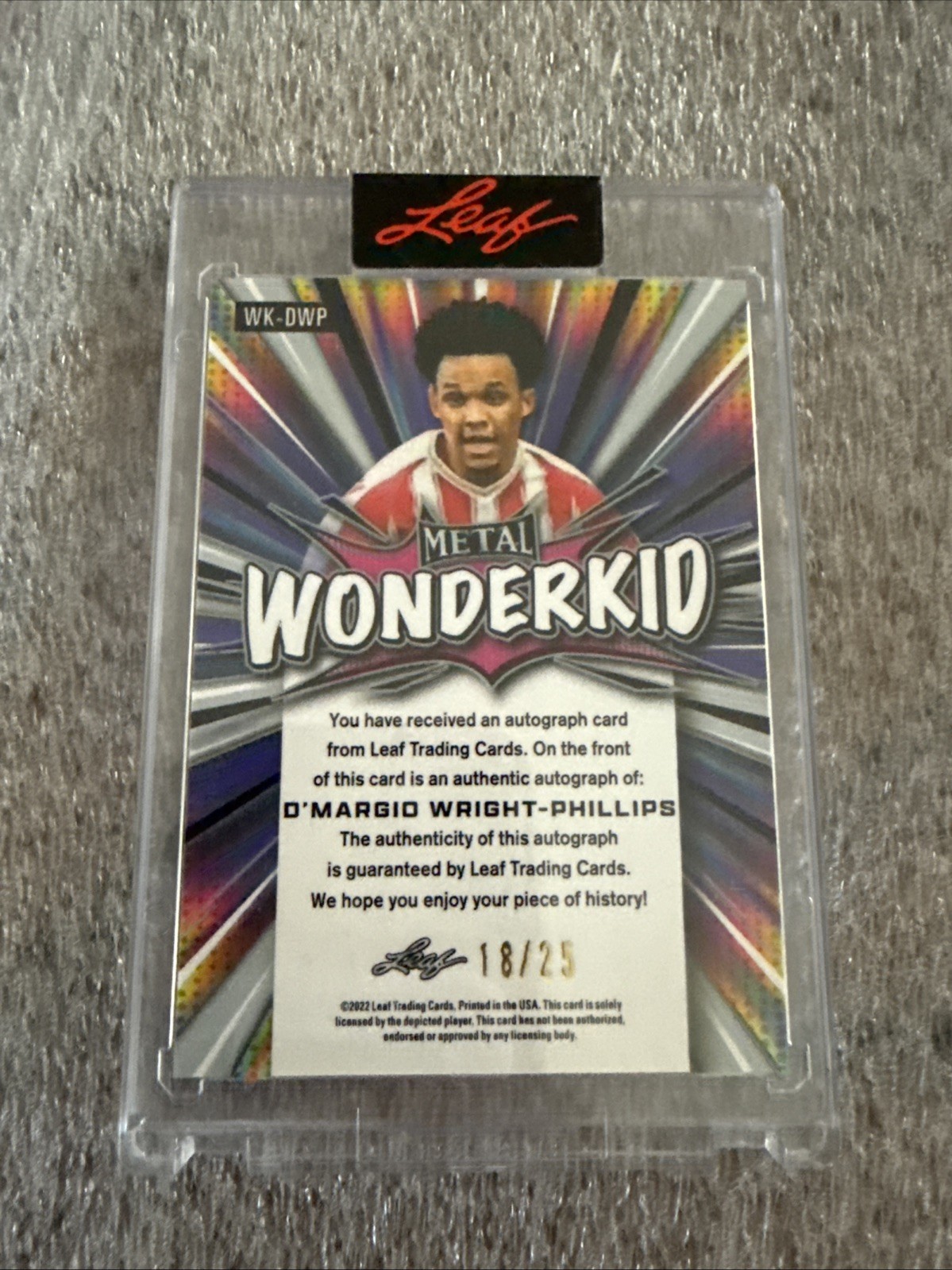 2022 Leaf Metal D'Margio Wright-Phillips Wonderkid Auto Prismatic Blue /25 view 7