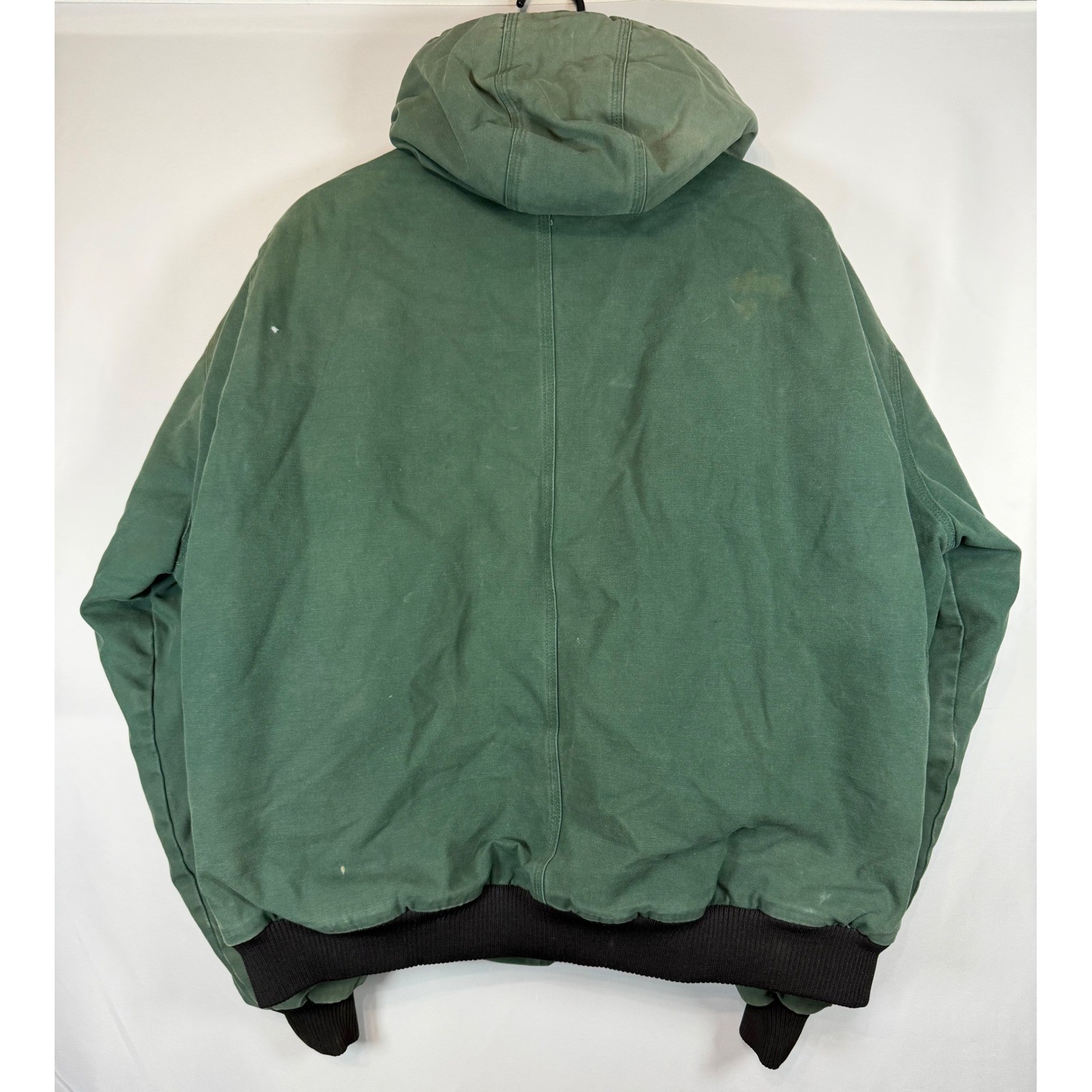 Berne Mens XL Green Duck Canvas Hooded Work Jacket Quilted Thermal Lined HJ51GD - second product detail image