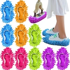 10 Pieces Microfiber Mop Slippers Shoes Cover Soft Washable Reusable Floor Po...