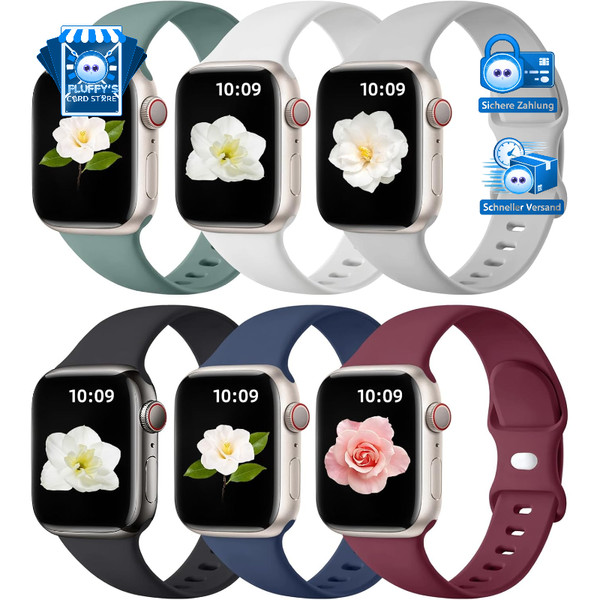 Silikon Armband Kompatibel Mit Apple Watch 38-42Mm Sport Band FüR Damen Herren-image