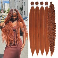 Bright Ginger Braiding Hair Pre Stretched Knotless Boho Hair for Braiding  S...