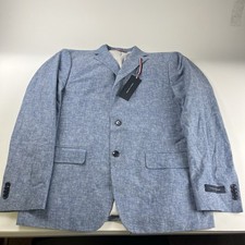  295 NEW TOMMY HILFIGER MENS 40S Light Blue Conrad Linen BLAZER SPORT COAT