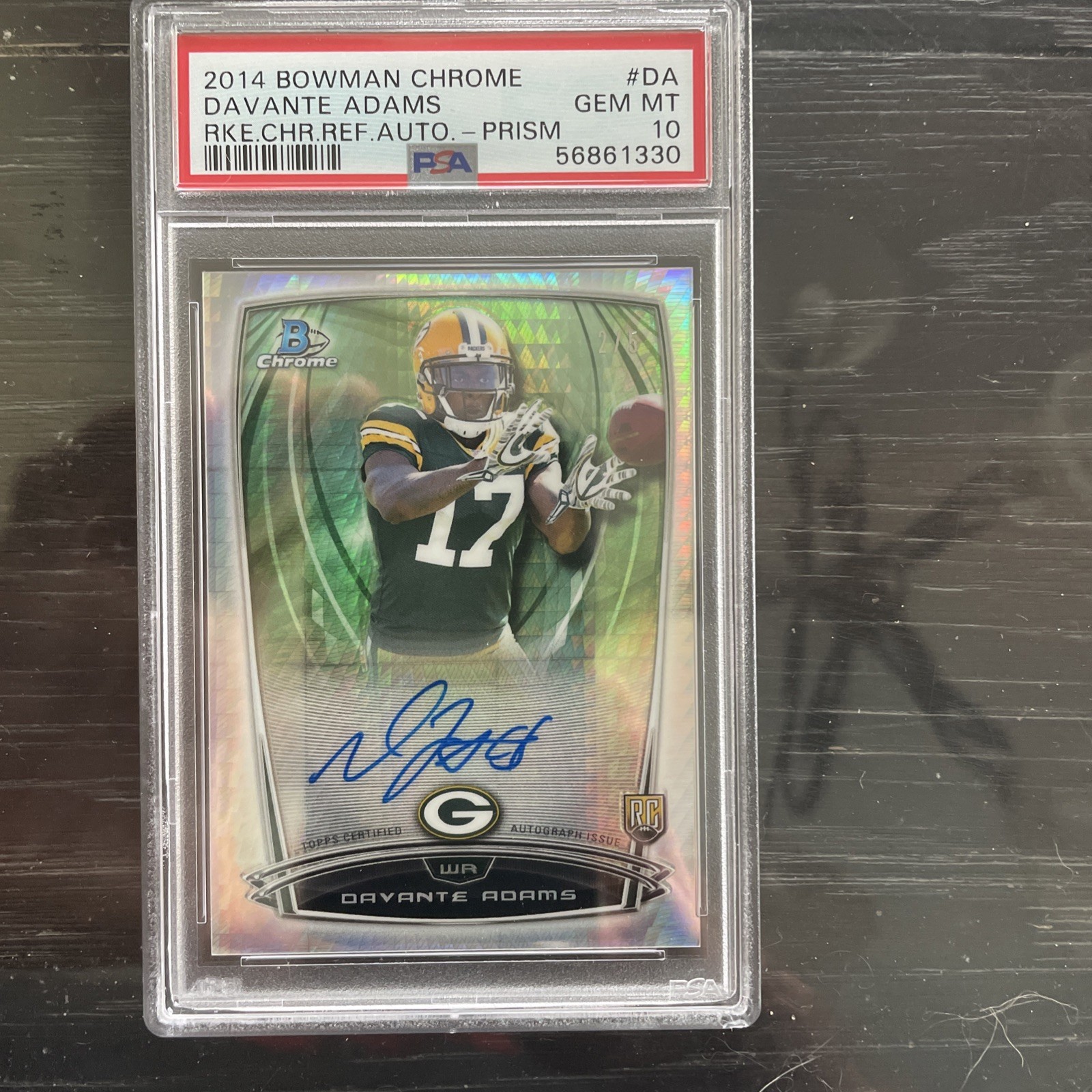 2014 Bowman Chrome Prism Refractor Rare 2/5! Davante Adams Rookie Auto PSA 10