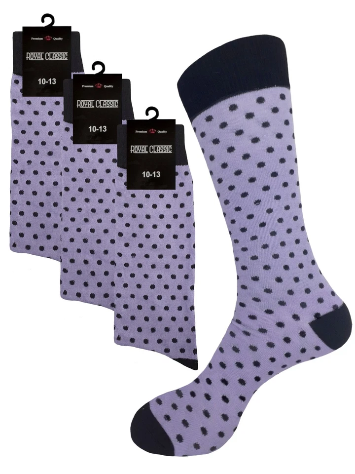 1-3-6-12 Dress Socks Polka Dot PURPLE Novelty Socks Cotton 10-13 FIRST QUALITY - Image 4 of 4