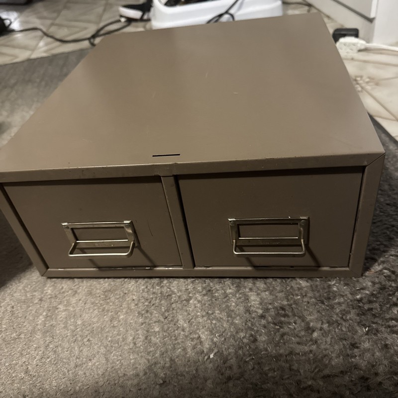 Vintage Lit-ning SteelMaster Tan Large 2-Drawer Metal File Cabinet ~14.5" Across