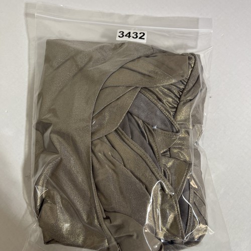 New TIBI Women M Gold Metallic Dress Gathered Pleated Cocktail Mini Goddess Glam - Picture 13 of 13