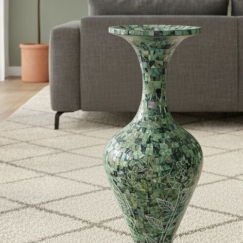 Vaso embutido sofisticado 36" com mosaico de concha Paua e vaso de belas artes decoração de quarto - Imagem 4 de 4