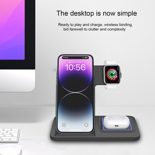 3in1 kabelloses Ladegerät Dock Ständer für Apple Watch S9 S8 iPhone 13 14 15 Pro - Zdjęcie 12 z 25