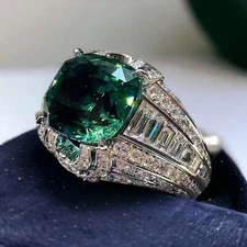 Emerald Gemstone With 925 Sterling Silver Ring For Men's #AL580