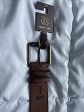 FRYE Men Leather Belt Size 32 Brown 1-3/8 inches wide NWT