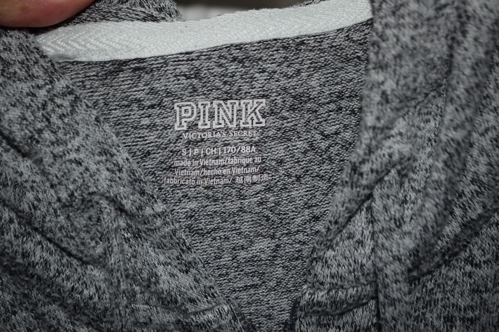 UNDERCOVER Giacca felpa con cappuccio leggera Victoria's Secret ROSA taglia S grigio marmorizzato