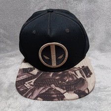 Marvel Comics Deadpool Hat Cap Snap Back Mens Black Copper Logo OSFM Adjustable