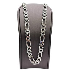 9ct 9k White Gold Italian (3x1) Figaro Chain Necklace 45.27 Grams 56cm Brand New