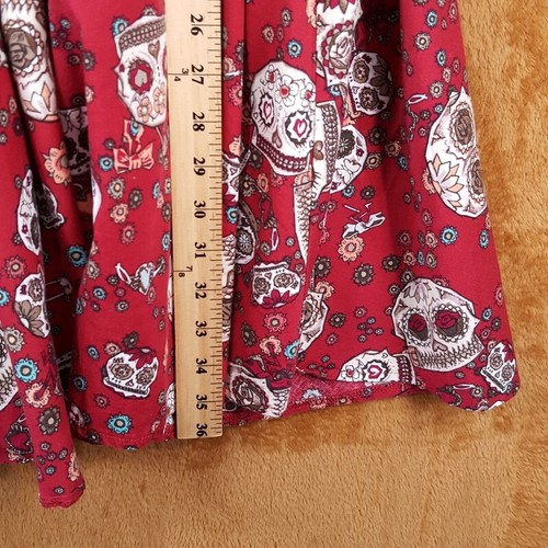 HELL BUNNY VIXEN Dress Womens Small Red Halter Fit Flare Skull Sundress JASMINE - Picture 12 of 13