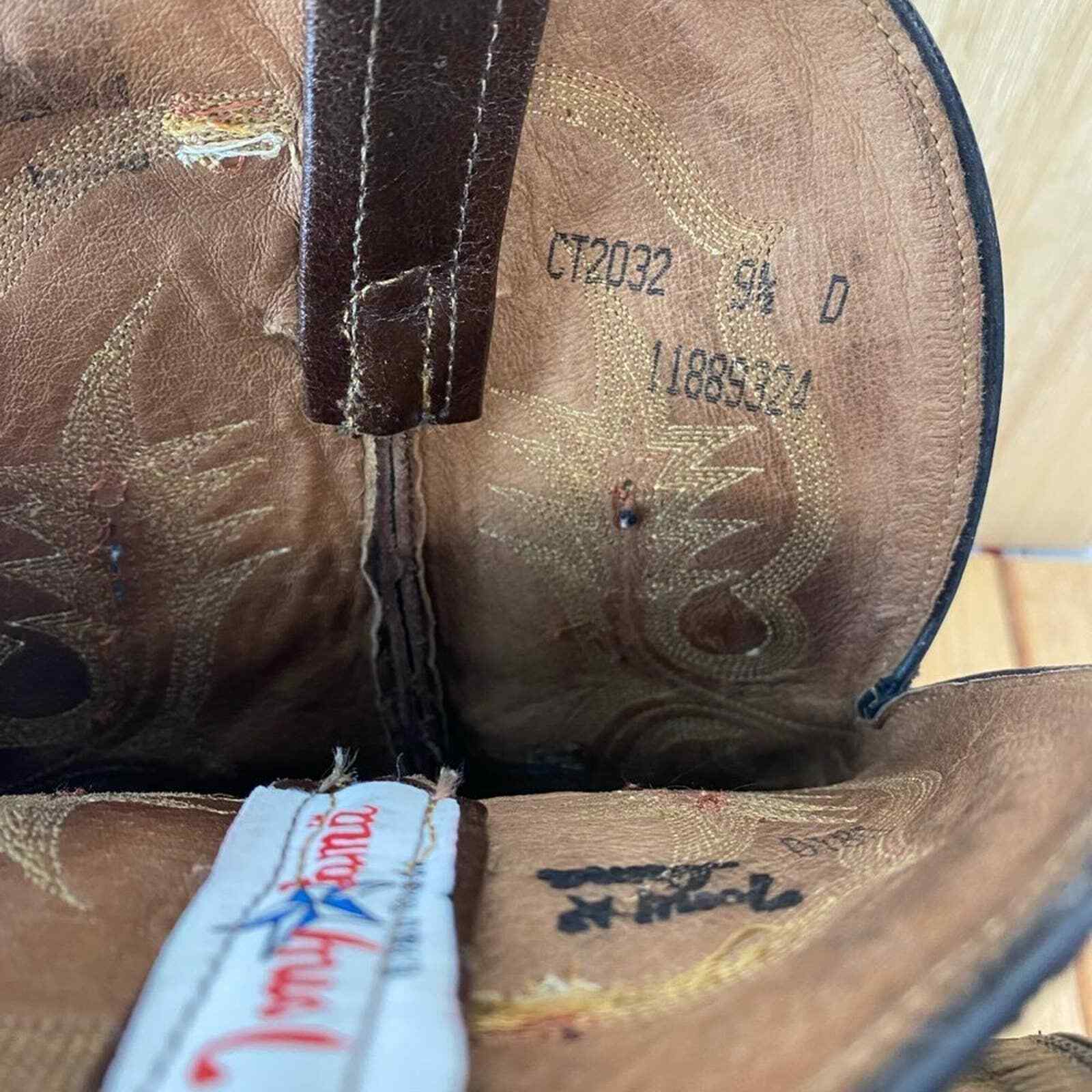 Tony Lama Boots Men Size 9.5 Western Cowboy Brown… - image 12