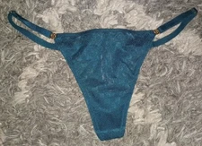 Vs logo hardware Adjustable String thong Panty BRAND NEW MEDIUM Dark Green Logo 