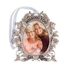 Missing You Floral Photo Frame Christmas Ornament - Memorial Gift for Loved One