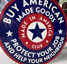 Vintage Style Patriotic Made In USA BUY AMERICAN   Steel Quality Sign