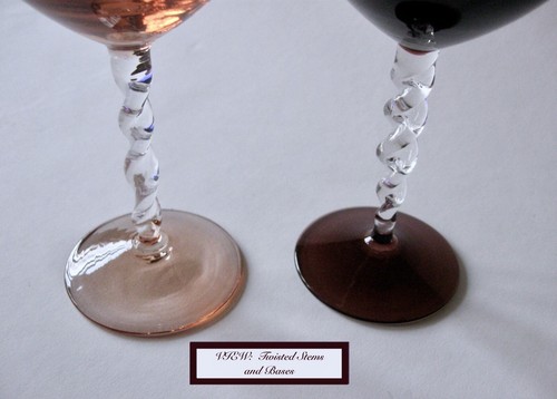 4- Early 1960s Hot Air Blown Twisted Stem Crystal Wine Glasses Pastel Colors-EXC - Picture 7 of 7
