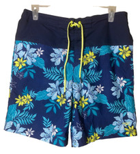 Speedo Men's Swimsuit Trunks Size XL Blue Floral Mesh Lined Elastic Waist Summer