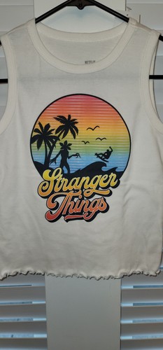 Netflix Stranger Things Tank Top Youth Cream Demogorgon Ruffle Size Small - Picture 3 of 8