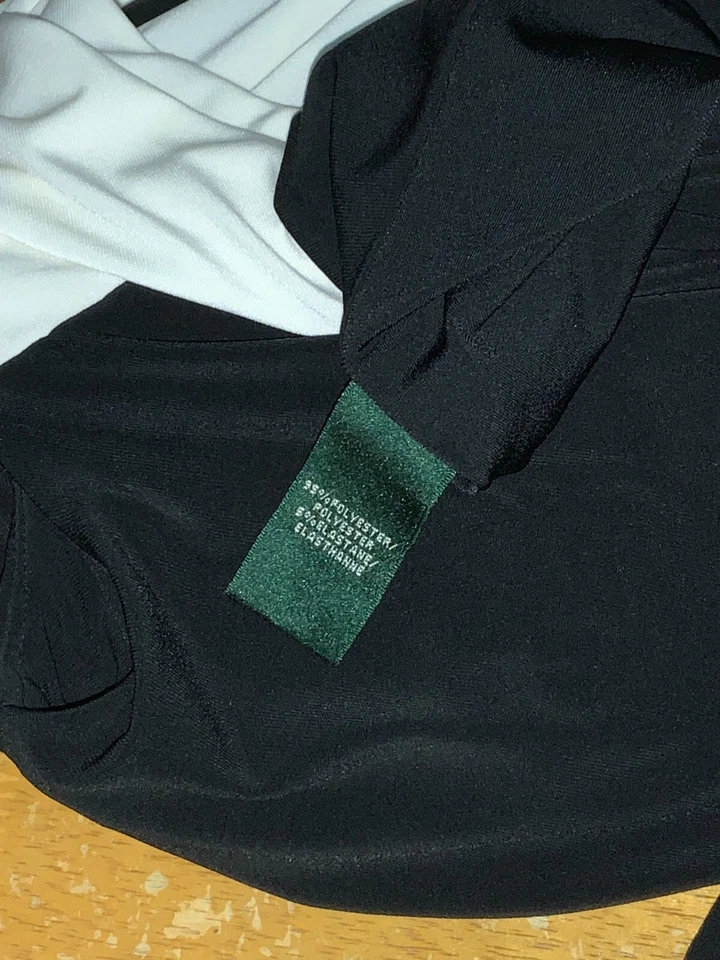 全新 RALPH LAUREN 瘦身褶皱球衣 针织 人造裹身连衣裙 10 黑色 $134 全新带标签 — 第 4/4 张图片