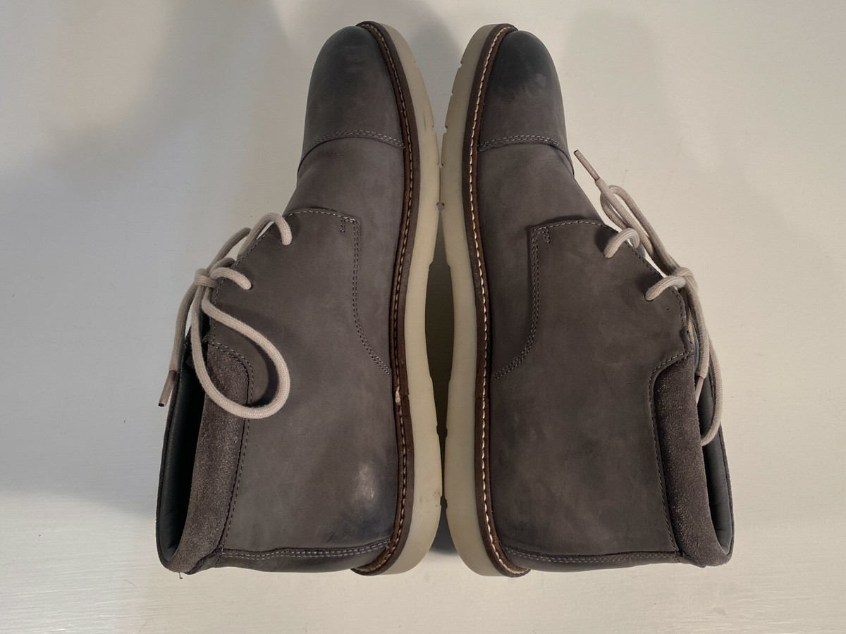 Clarks Collection Gray Leather Cap Toe Chukka Boots Men Size 