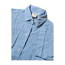 Vintage Girl Scouts Button Down Shirt (2) Short Sleeve Blue Made In USA Girls 10
