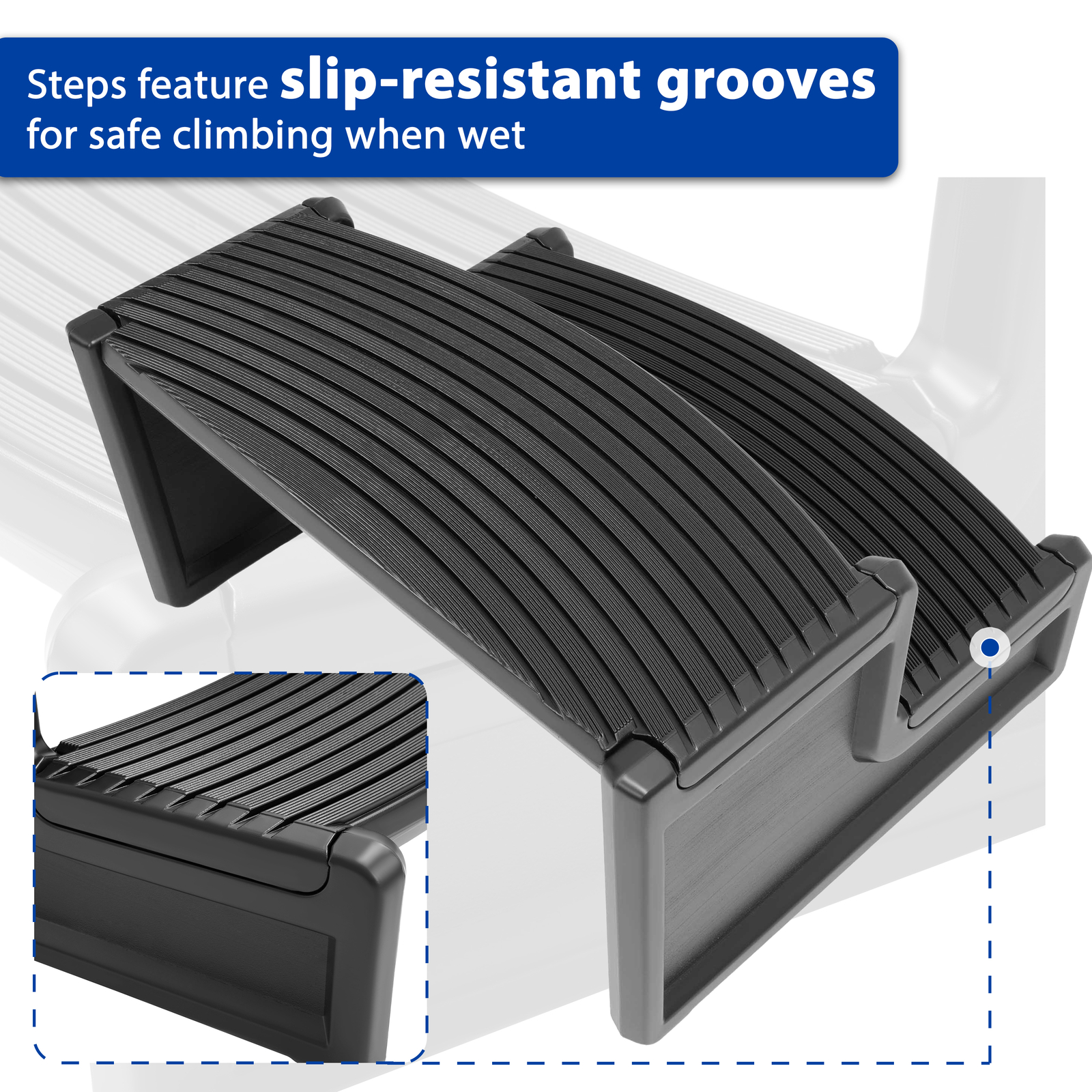 For Universal Spa Hot Tub Outdoor Steps No Slip Multi Purpose Handi-Step Black