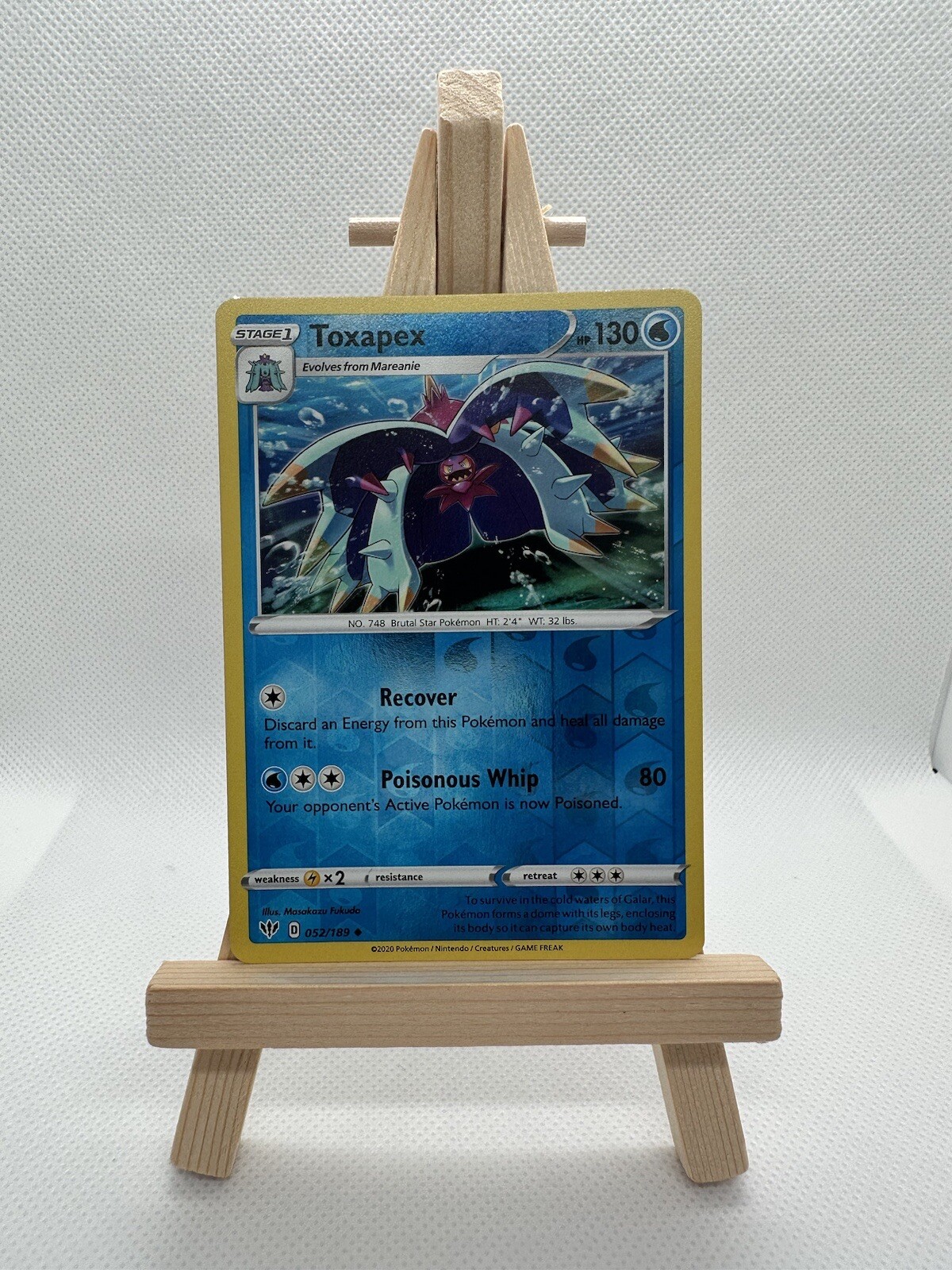 Toxapex Reverse Holo Pokemon Card 52/189  SWSH Darkness Ablaze