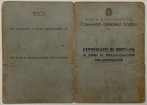 REGIA AERONAUTICA COMANDO GENERALE SCUOLE TESSERA SPECIALIZZAZIONE A.XX° 1942 - 第 2/3 張圖片