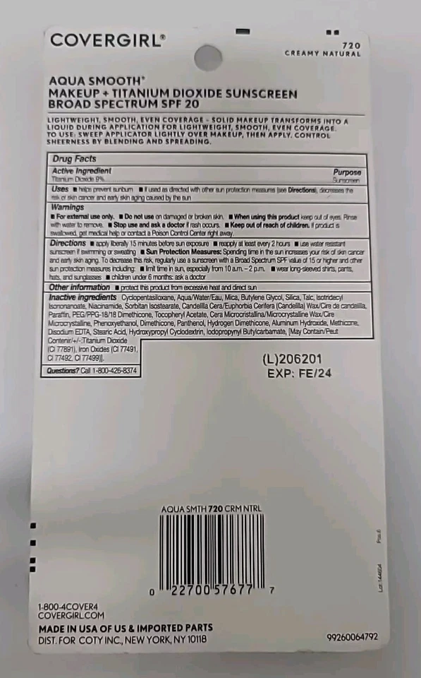 Covergirl Aqua Smooth 720 Creamy Natural Foundation Makeup w/ SPF 20 2/24+ 2 pk - Image 2 of 2