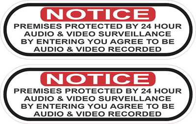 5in x 1.5in Protected by Audio and Video Surveillance Vinyl Stickers ...
