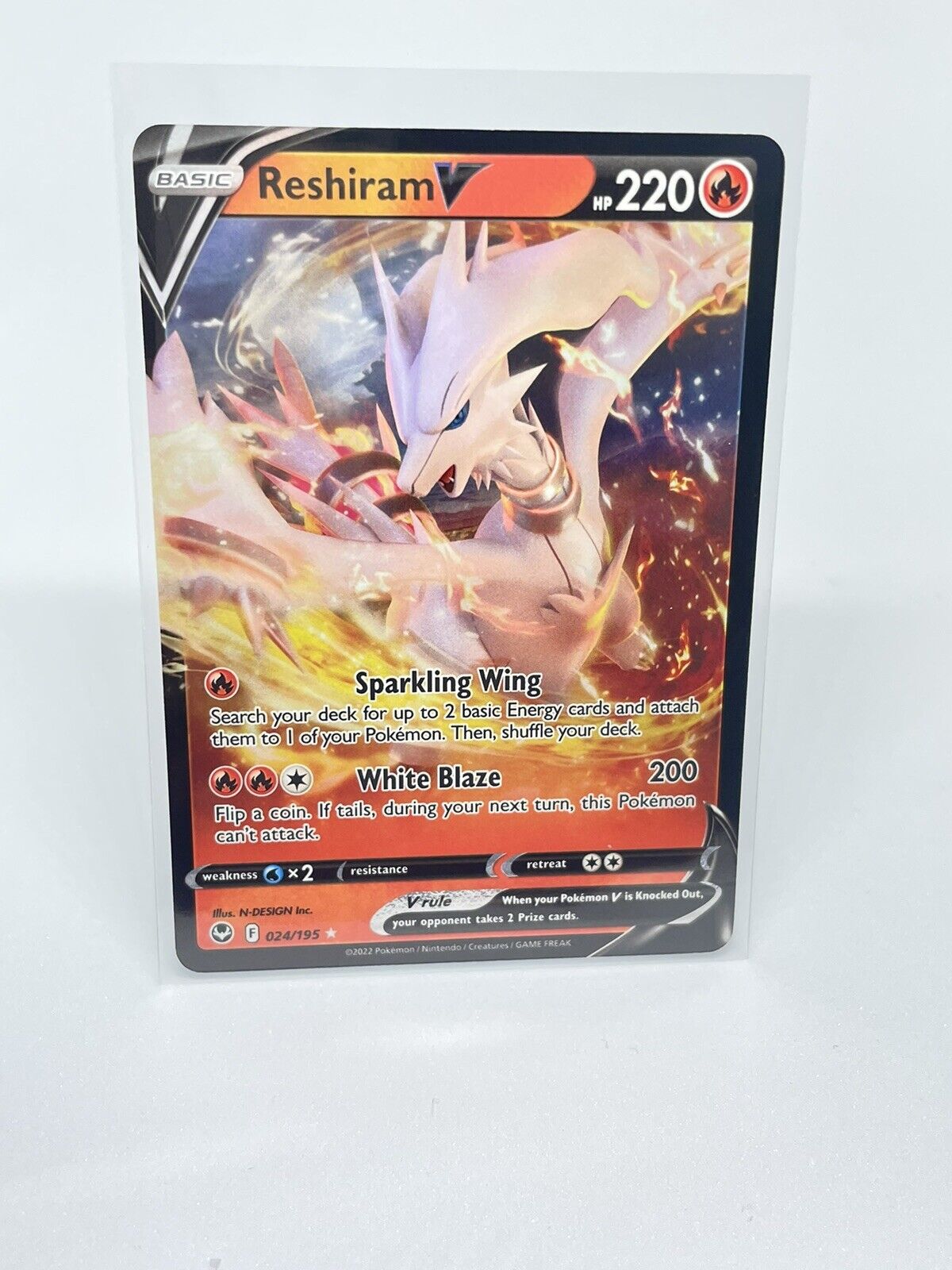 Pokémon Reshiram V Ultra Rare Silver Tempest 24/195 Pack Fresh NM-M