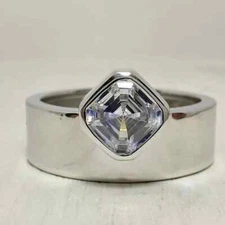Bezel Set Asscher Cut 1.00CT Simulated Sapphire Classy Engagement Ring For Men's