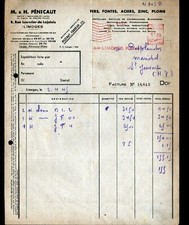 LIMOGES (87) QUINCAILLERIE FERRONNERIE METAUX "M. & H. PENICAUT" Voyagée en 1945