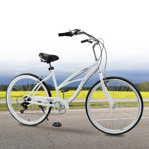 Urban Lady Girl's Bicycle Women's Beach Cruiser Bike 26 Inches 7 Speed White - Picture 5 of 17