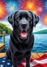 Labrador Retriever Black July 4th Flag