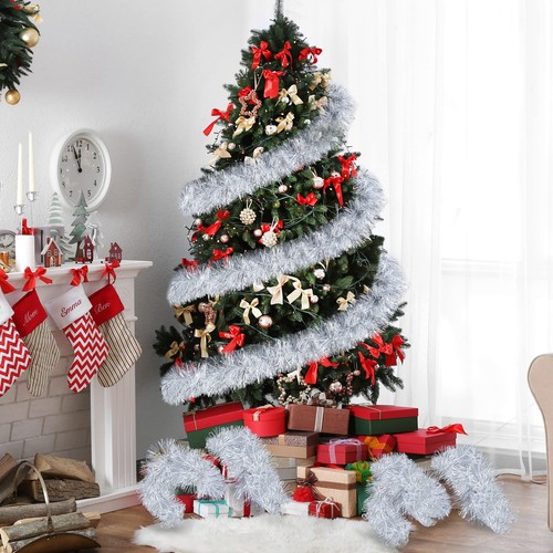 32.8Ft Christmas Tinsel Garland Xmas Tree Decorations Christmas Silver & Whit... - Picture 4 of 7