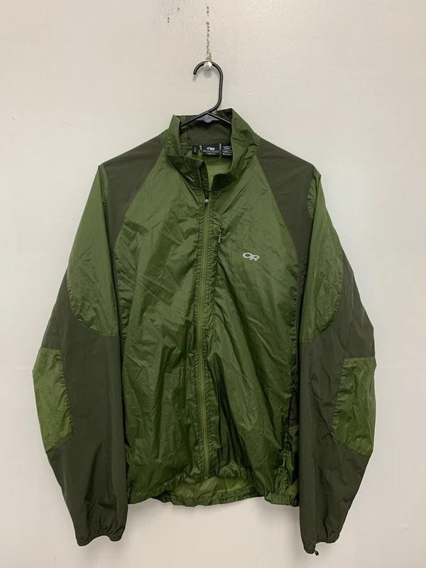 outdoor-research nylon windbreaker two tone hiking rip stop jacket