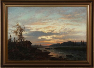 Helmuth Dirckinck-Holmfeld. Landskab med bjørn ved en flod