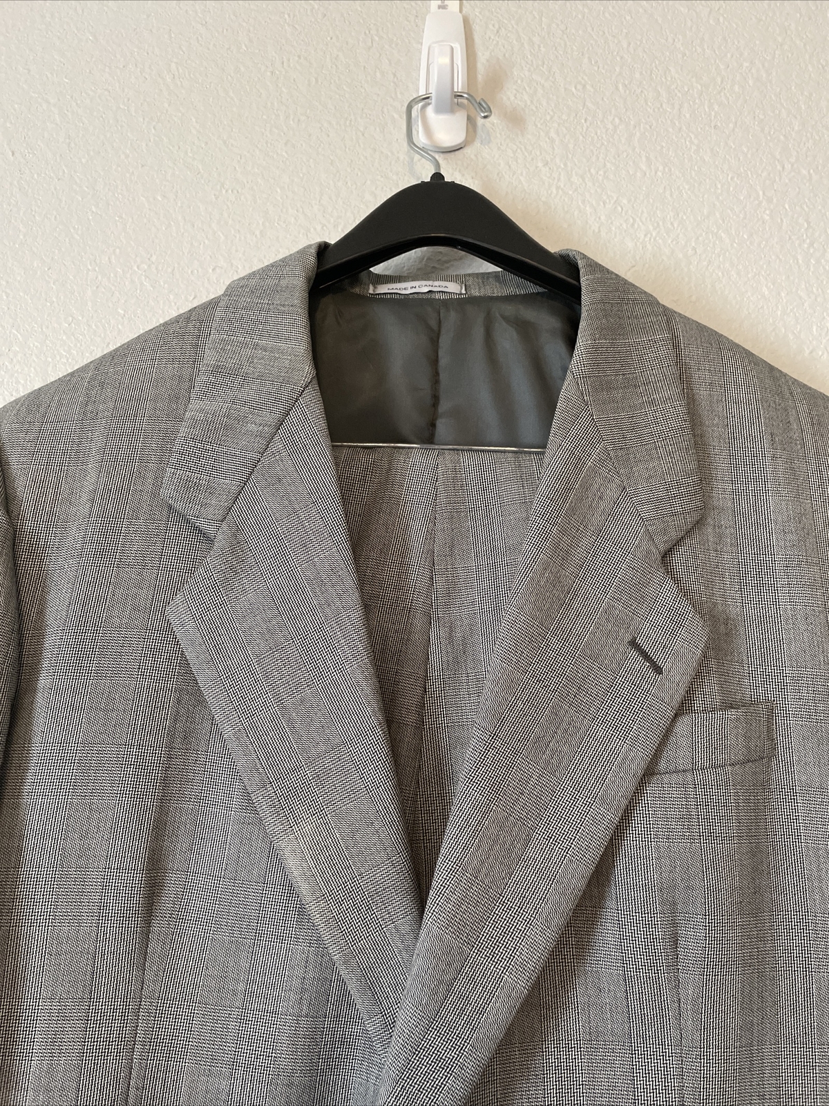Tuta a quadri Yves Saint Laurent vintage grigio lana a quadretti 2 pezzi designer 42R