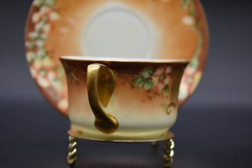 RS Prussia Orange & Poppies Monogram B Tea Cup Set Tillowitz Hand Painted Gold - Picture 4 of 11