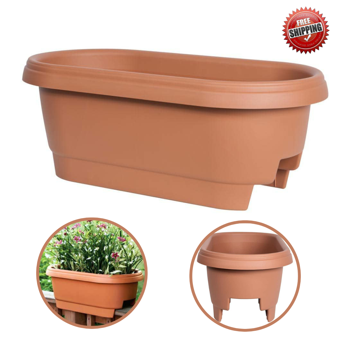 Deck Rail Planter 24 in. Terra Cotta Plastic Deck Rail Planter eBay