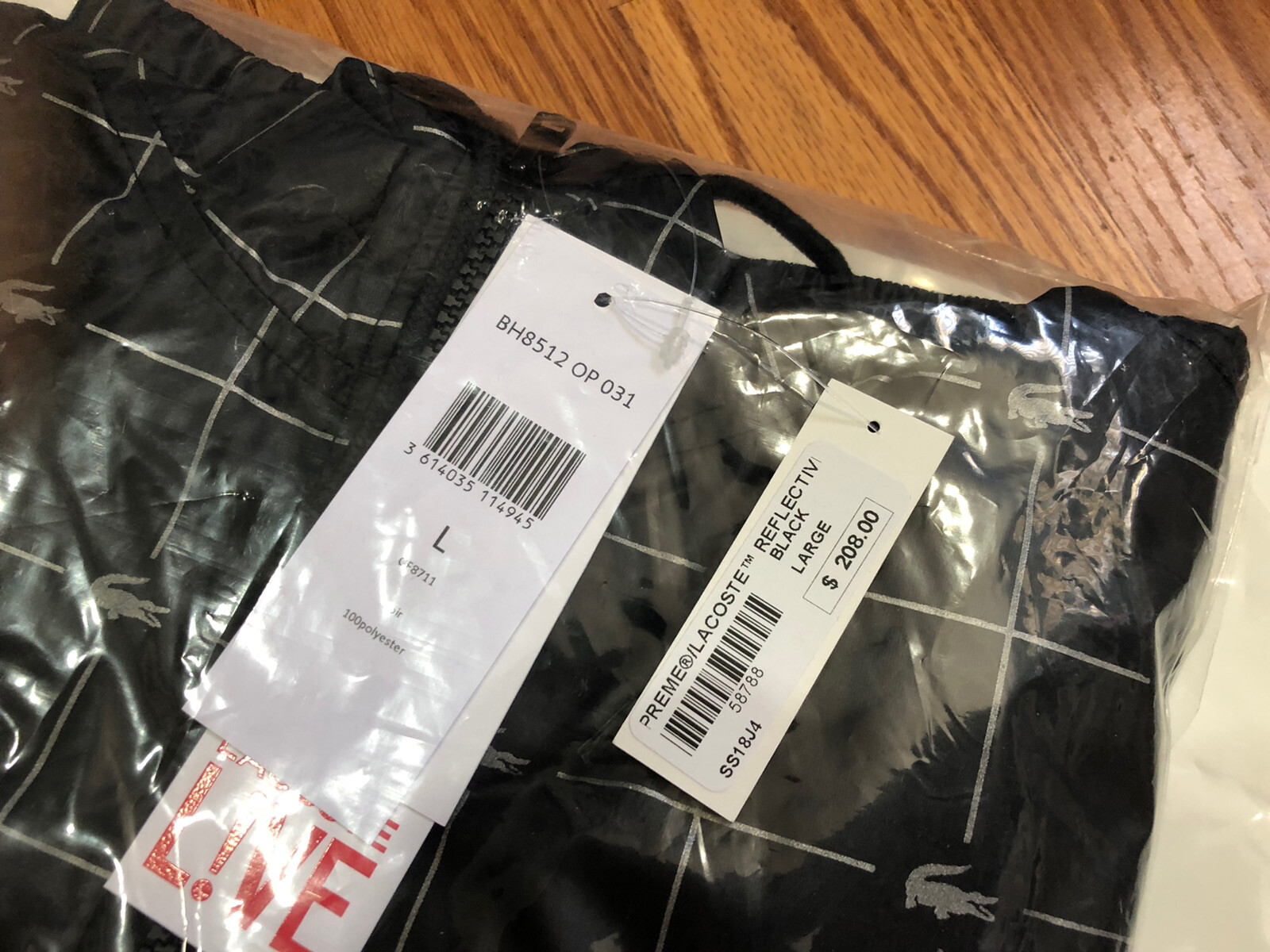 Supreme x Lacoste Jacket Reflective Grid Nylon Black L Large SS18 2018 SS 18 3M image 3