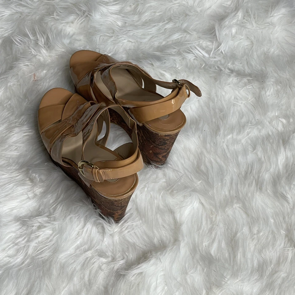 Joan & David Dayah Tan Cream Leather Reptile Designer Espadrille Wedges 9M US - Изображение 3 из 4