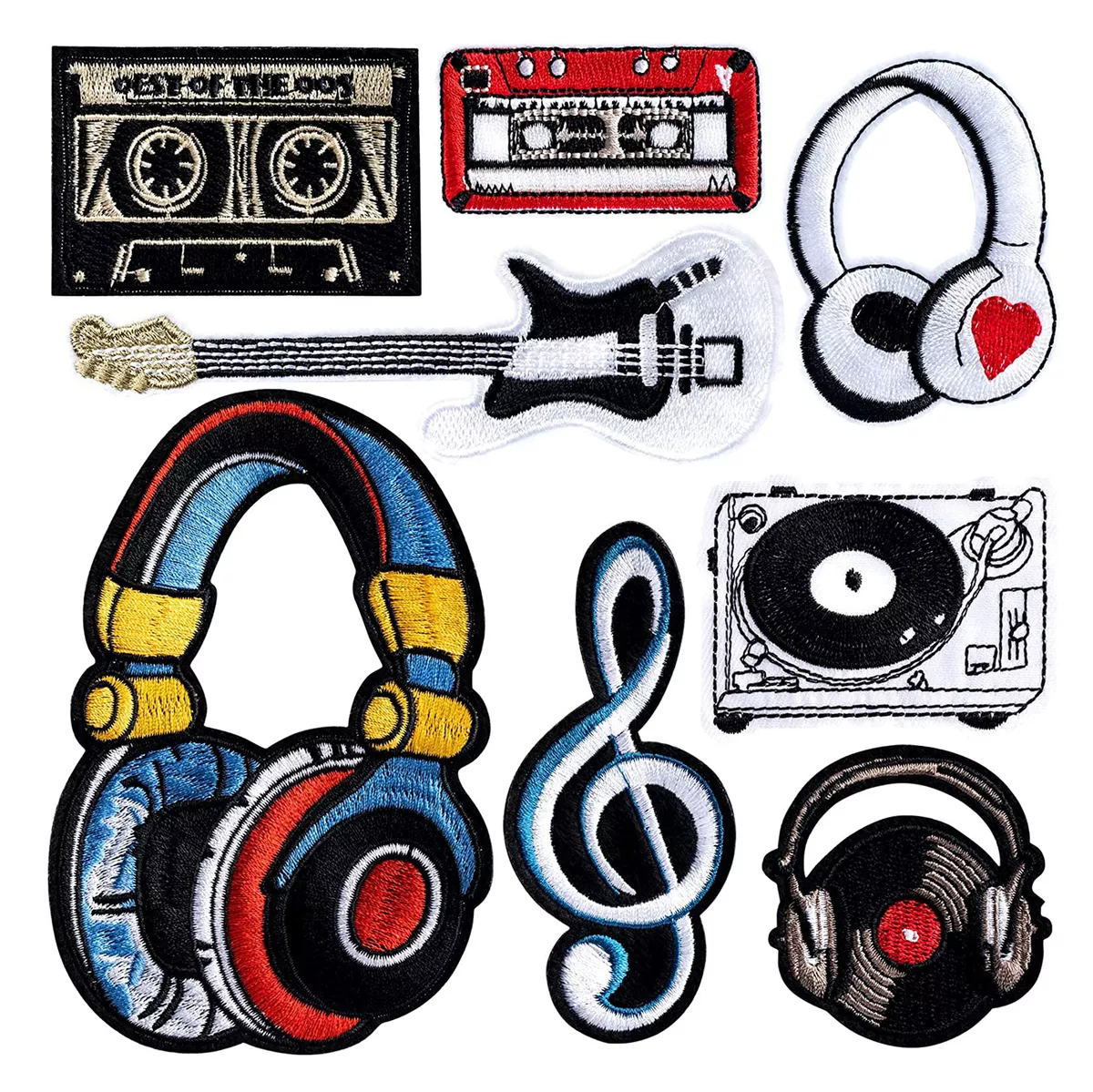 8 Pcs Iron on Patches for Jackets Hip hop Music Series Embroidery Patch  Applique