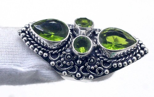 Green Peridot Handmade 925 Sterling Silver Statement Ring-Mother's Day Gift - Picture 4 of 6