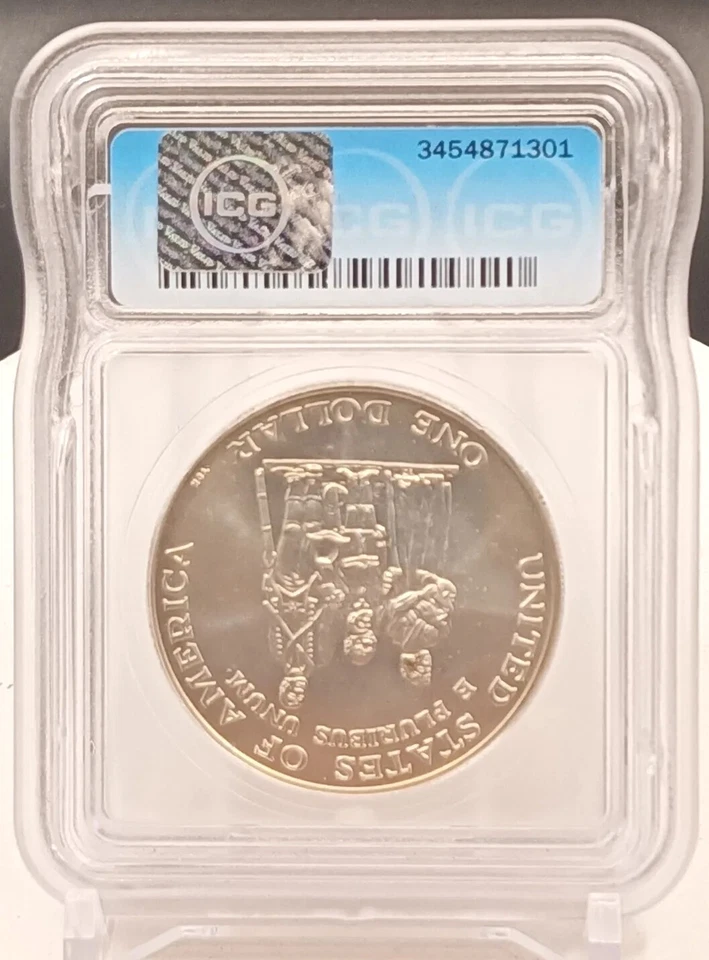 Crispus Attucks 1998-S Black Revolutionary War Patriots Silver Dollar MS 69 ICG - Image 4 of 4