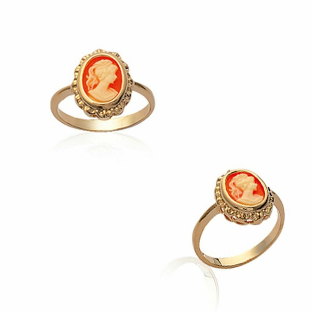 Bague camée plaqué or 750/000 18 carats bijou ancien femme garanti